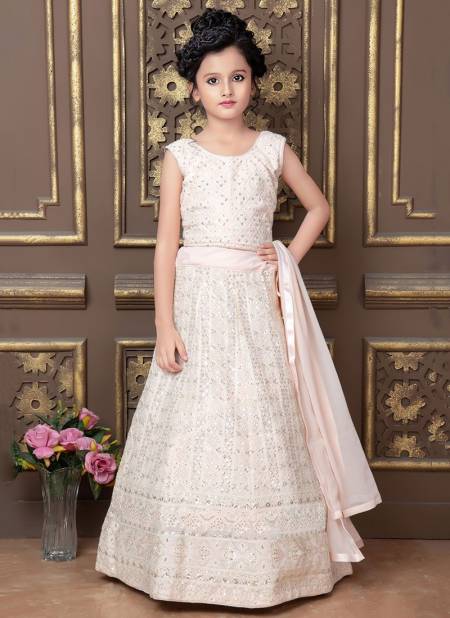 Cream Colour Saanvi New Latest Designer Wedding Kidswear Georgette Lehenga Choli Collection 5002